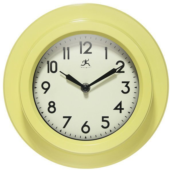 Retro Escape 9.75 in. Wall Clock - Yellow, Infinity Instruments, Mfr#: 20305AURA-4543